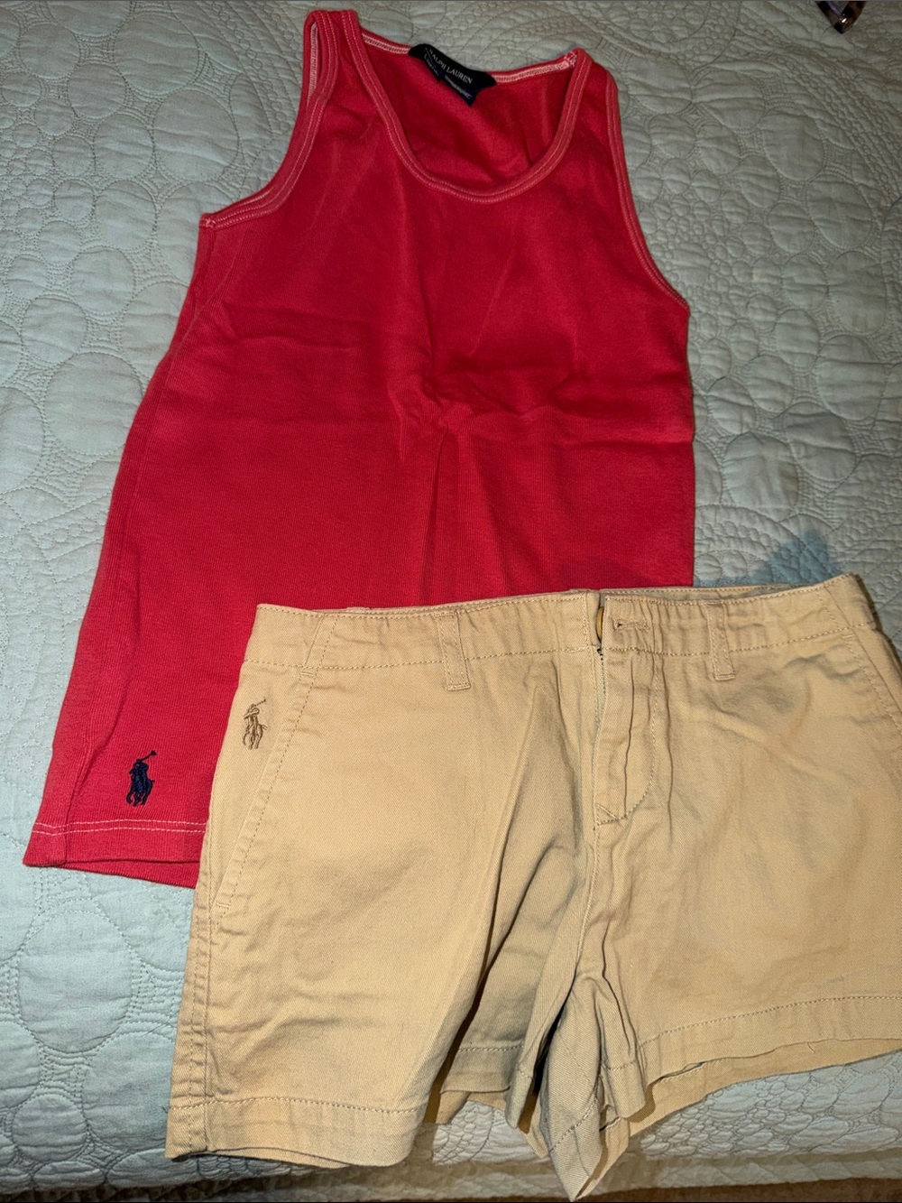 Ralph Lauren Red Tank & Khaki Shorts Set